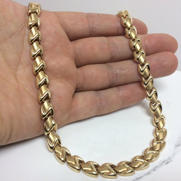 Lady's 14k Solid Real Heavy Yellow Gold XO Necklace 31.80gr 16'' - Picture 6 of 8